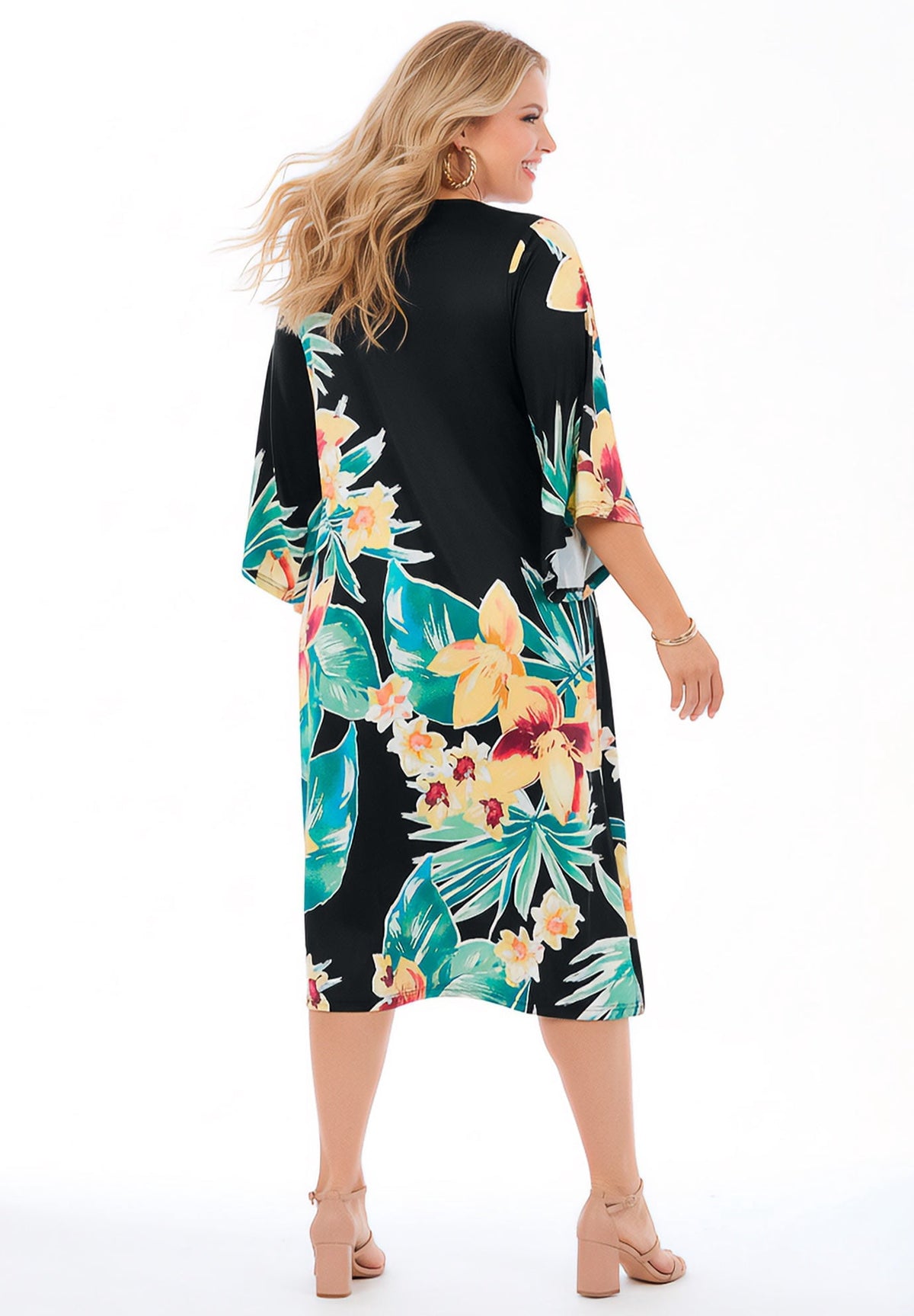 thumbnail image 2 of Catherines Women's Plus Size Angel Sleeve V-Neck Shift Dress, 2 of 3