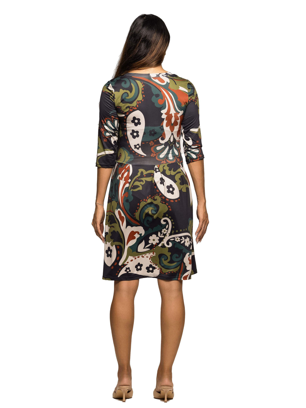 thumbnail image 3 of Maternity Paisley Fit N Flare Pocket Mini Dress, 3 of 5