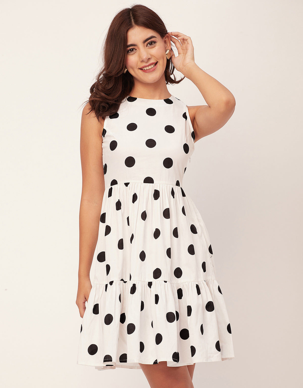 thumbnail image 2 of Moomaya Trendy Printed Cotton Sleeveless Tiered Dress - Stylish Summer Sundress, 2 of 9
