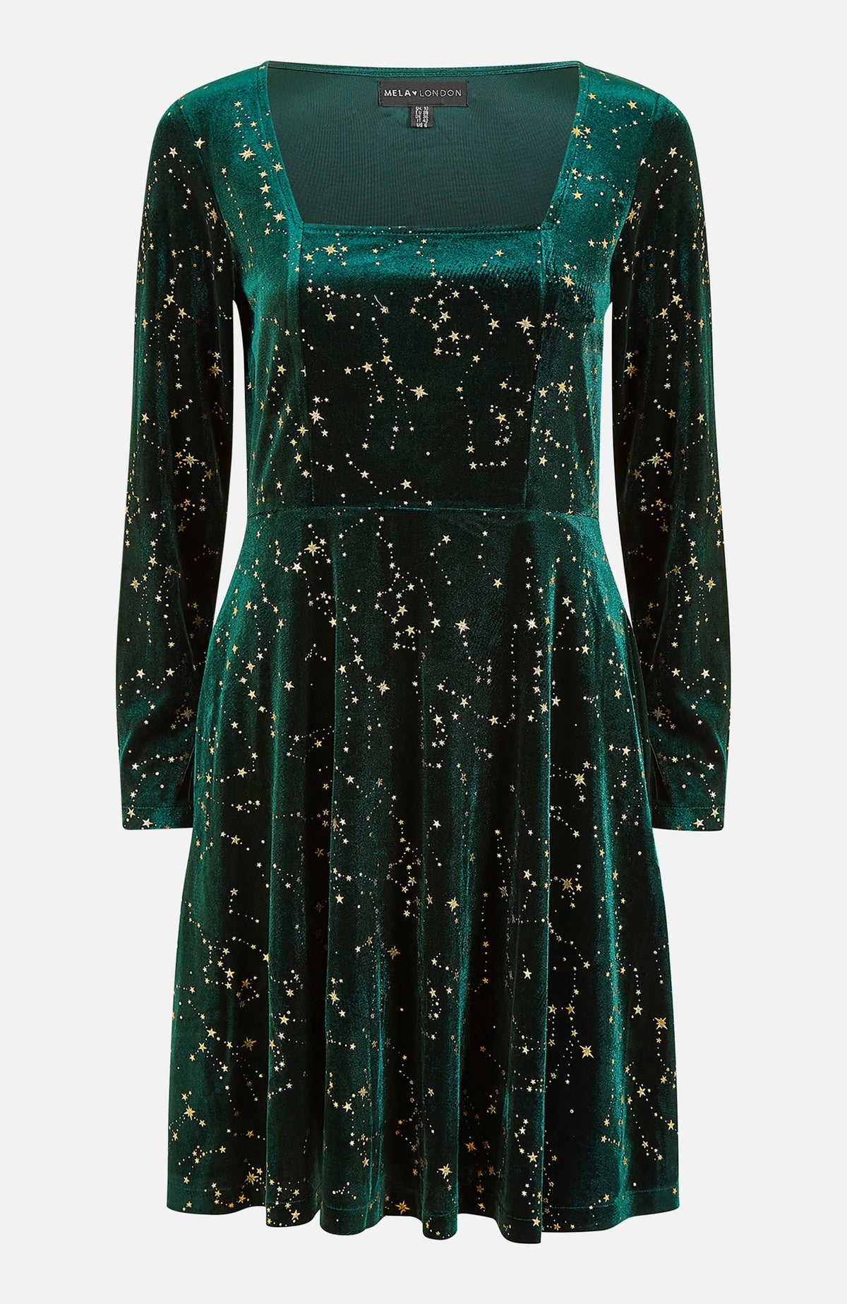 thumbnail image 5 of Yumi Star Foil Print Skater Dress - Green, 14, 5 of 6