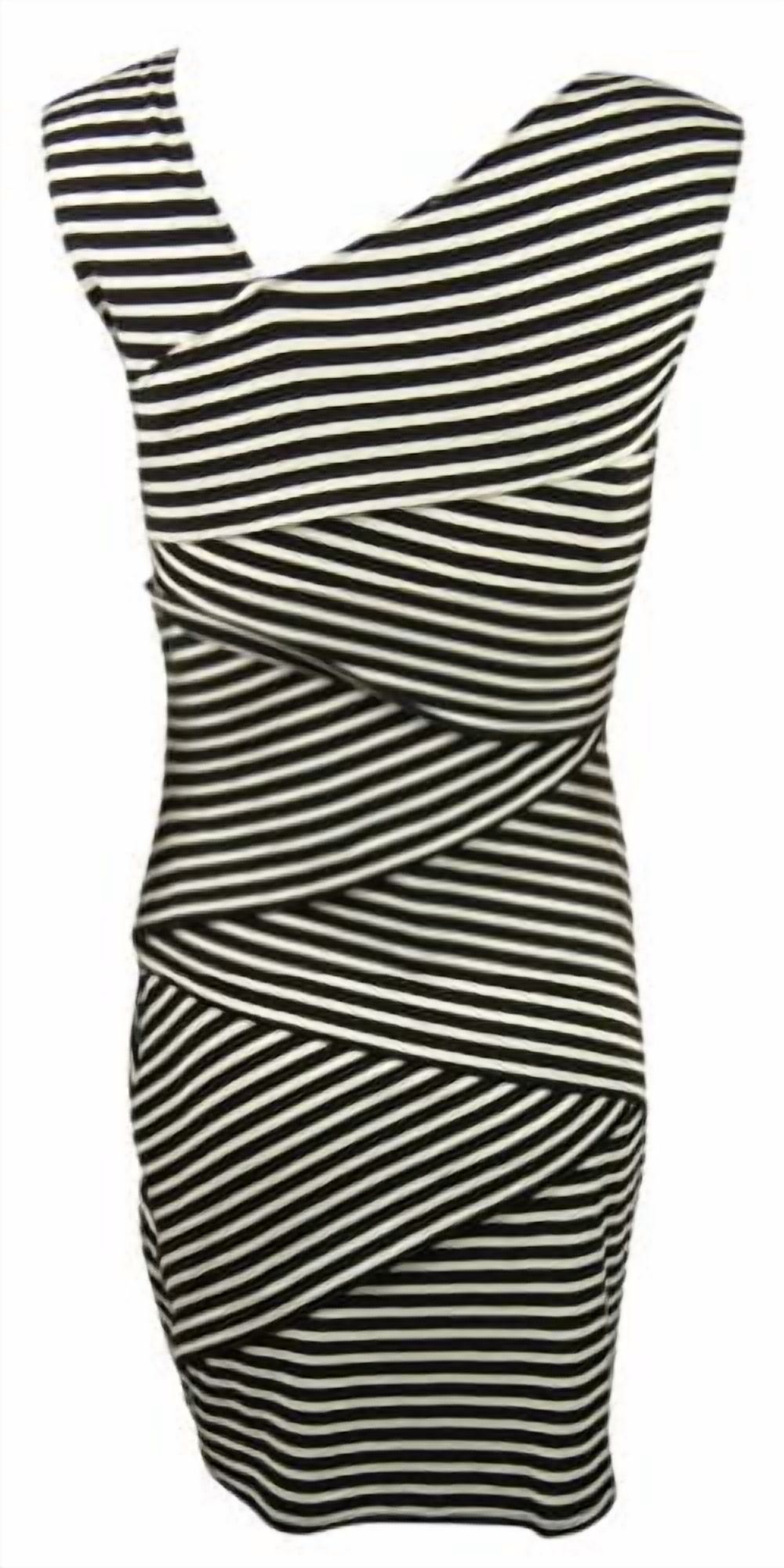 thumbnail image 2 of Tiered Zig-Zag Stripes Knit Dress (2, Black/Op White), 2 of 3