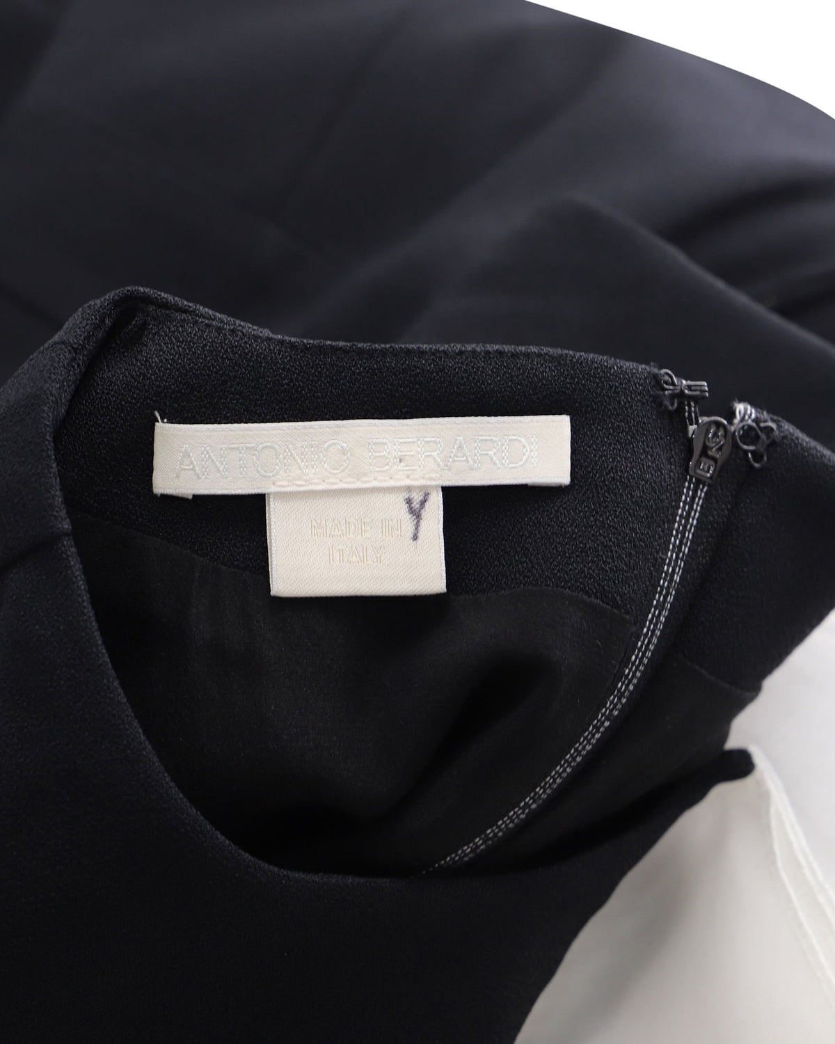 thumbnail image 4 of Pre-Owned Antonio Berardi Contrast Ruffle Sheath Dress in Black Acetate, 4 of 5