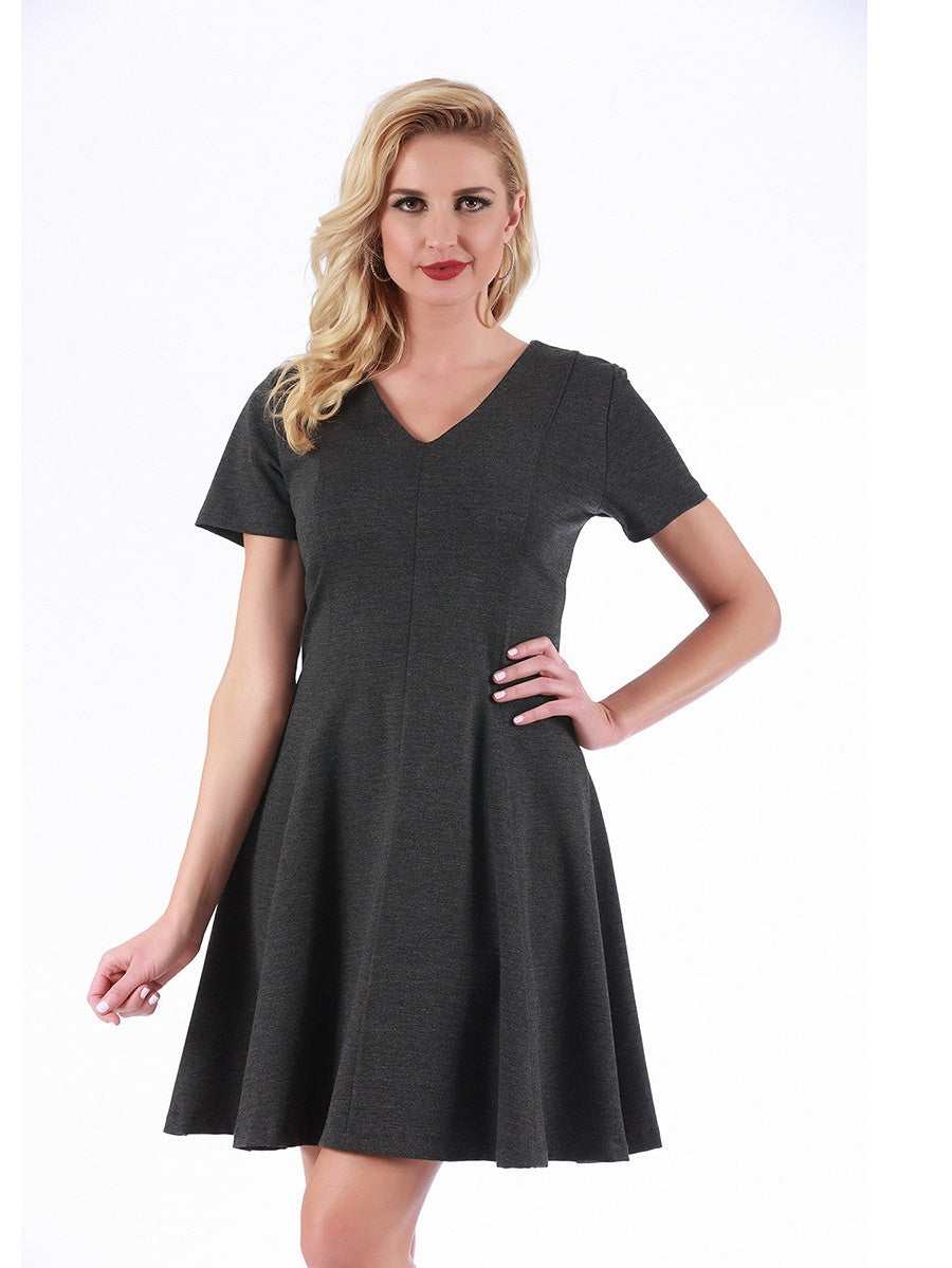 thumbnail image 4 of LaMonir Women's Rayon/Nylon/Spandex Short V-neck Short-sleeved Panel Dress, 4 of 5