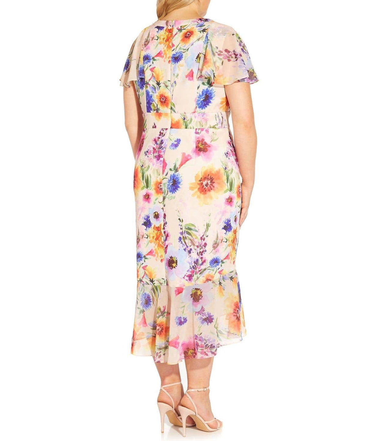 thumbnail image 2 of Adrianna Papell Women's Plus Size Floral Ruffled Midi Dress 24, Multicolor, 2 of 5