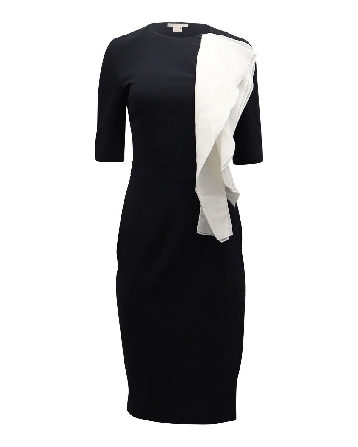 thumbnail image 1 of Pre-Owned Antonio Berardi Contrast Ruffle Sheath Dress in Black Acetate, 1 of 5